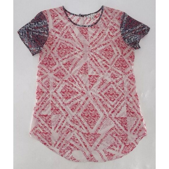 CAbi Women's Coquette Geometric Floral Sheer Top Blouse Size Sm, Preppy Career - Picture 3 of 8